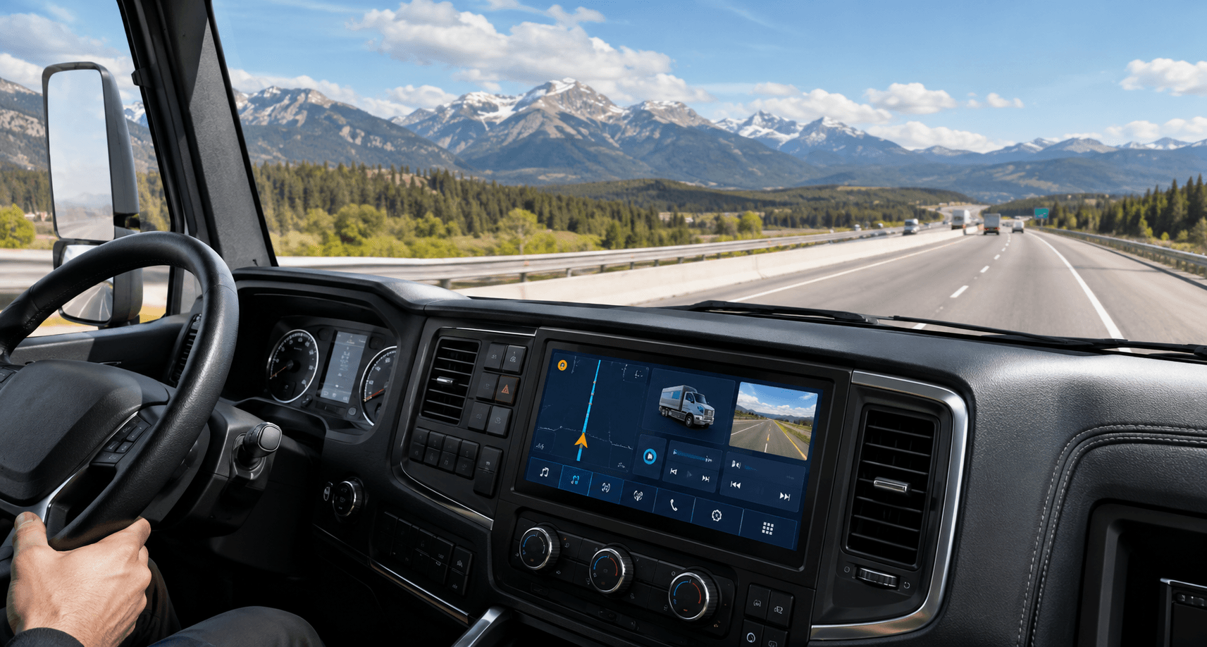 In-vehicle display installed in a commercial vehicle dashboard