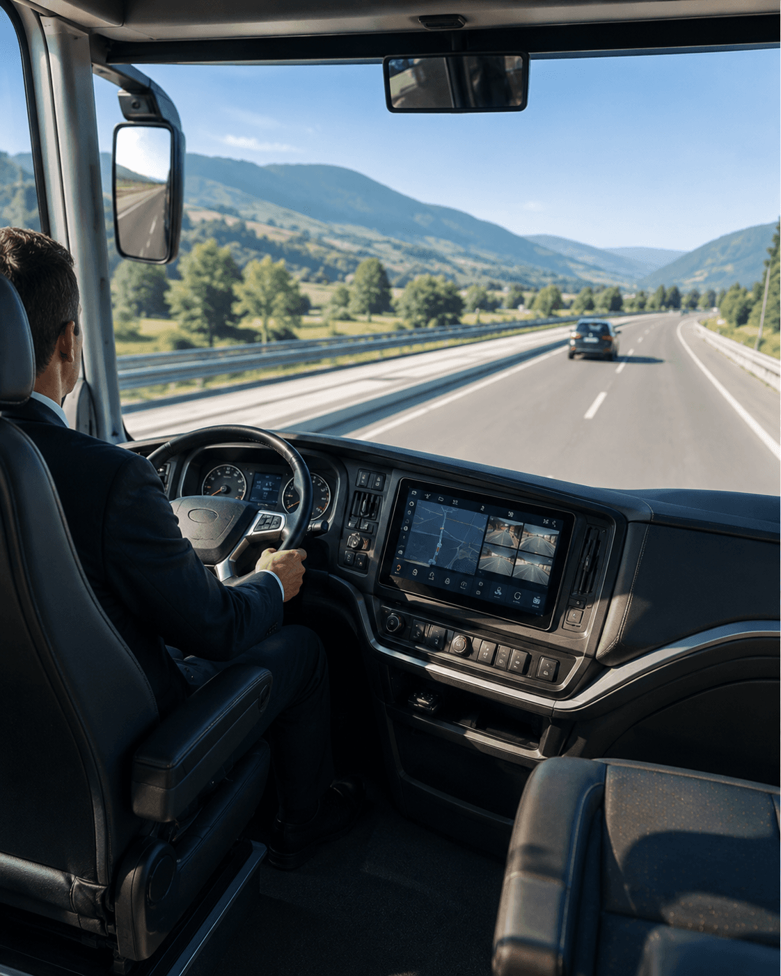 Coach smart vehicle terminal connected to fleet platform