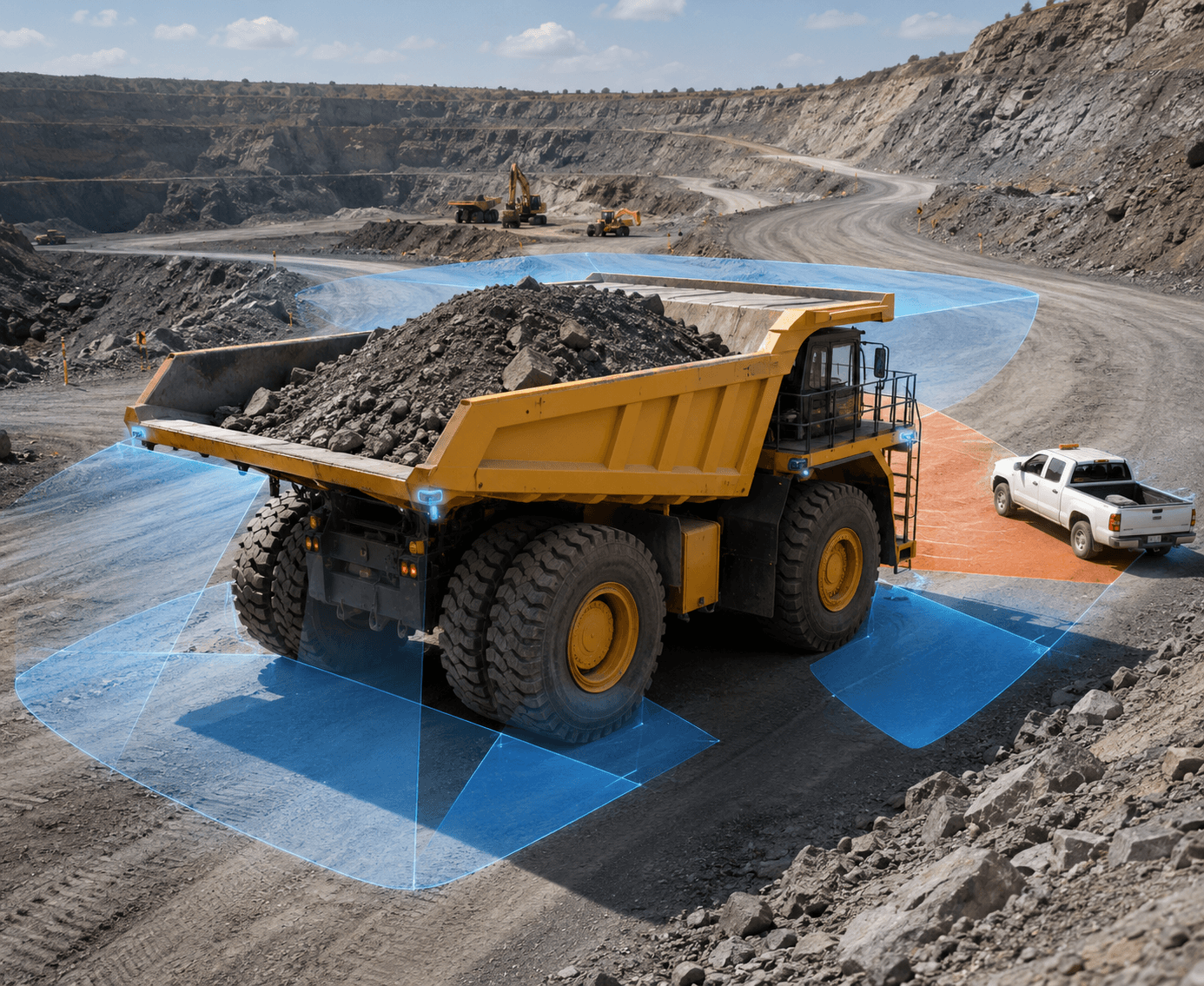 Mining vehicle blind-spot visibility application