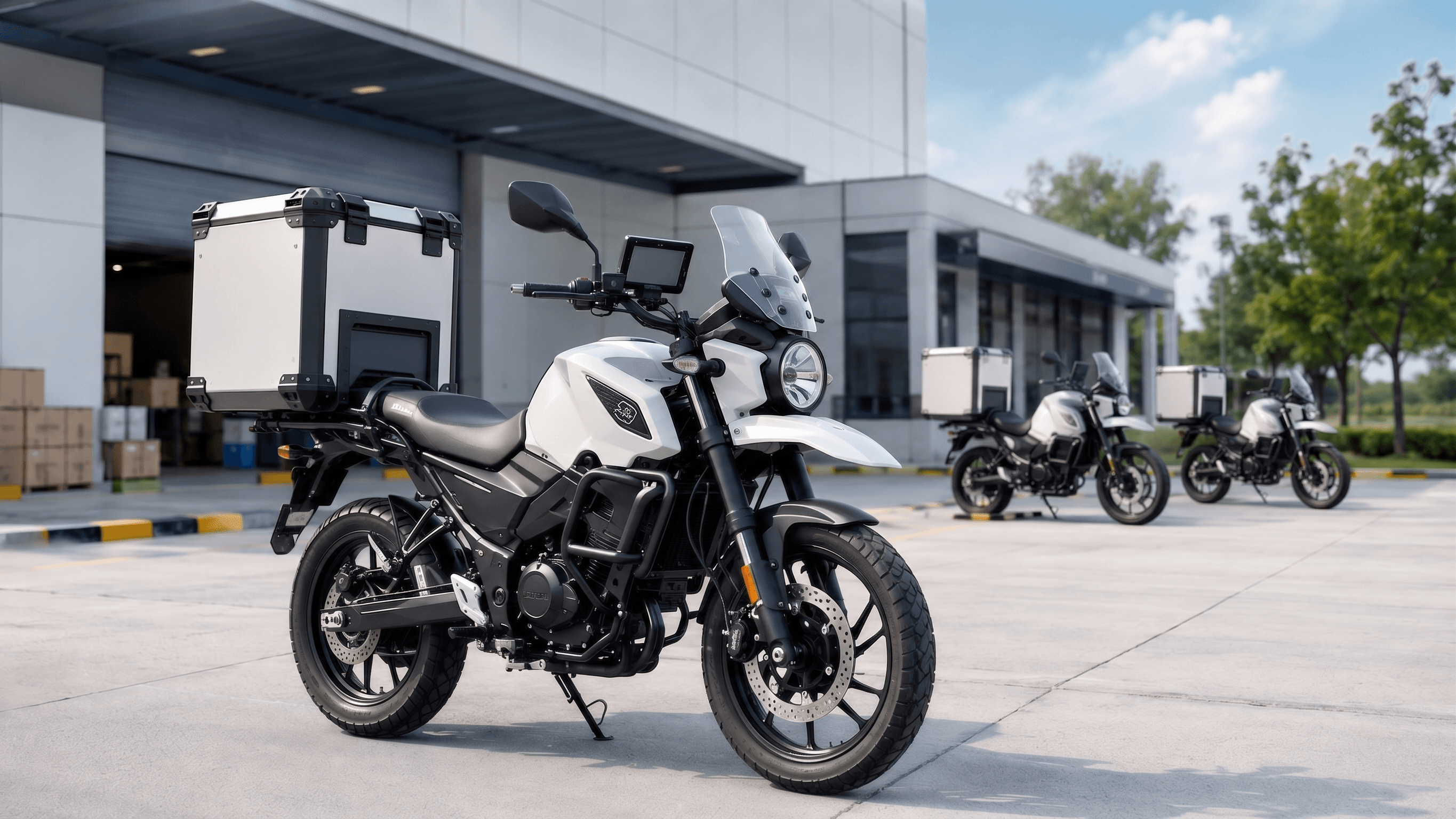 Commercial motorcycle fleet with smart display terminals